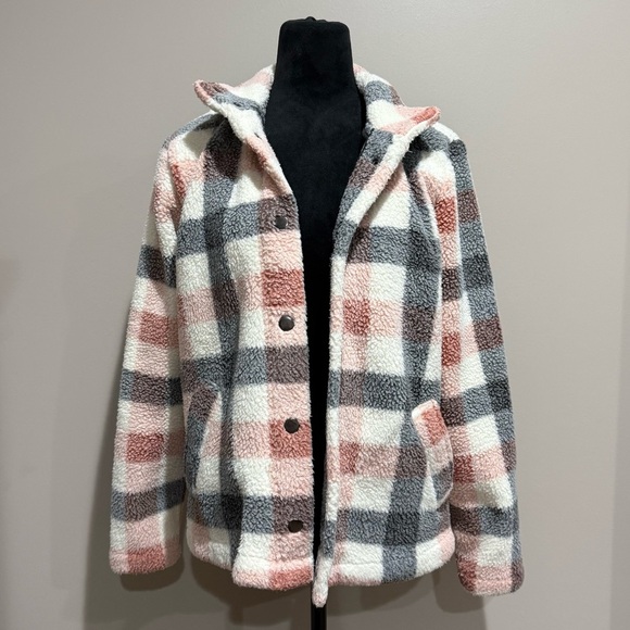 Maurices Jackets & Blazers - Maurices Plaid Sherpa Button Up Jacket